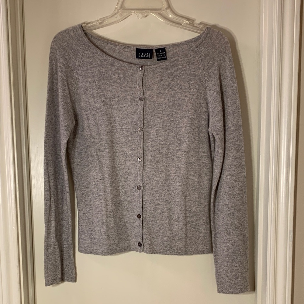 NWT 100% Cashmere Hillard & Hanson Gray Cardigan Sweater
